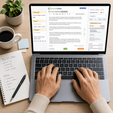 someone proofreading document at computer