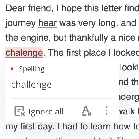 spell checker in action